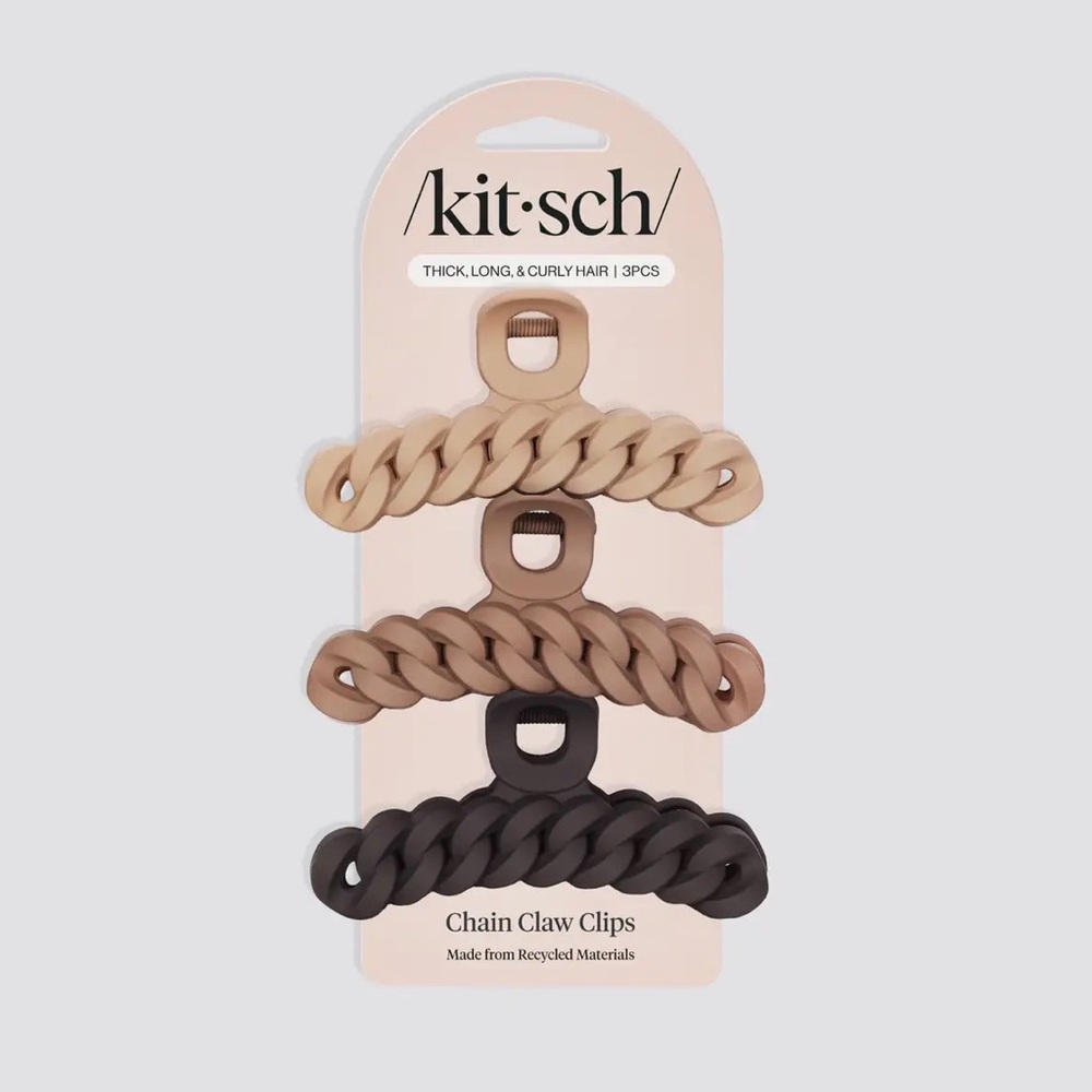 Kitsch Chain Claw Clips - Brown, Dark Brown & Tan 3-Pack